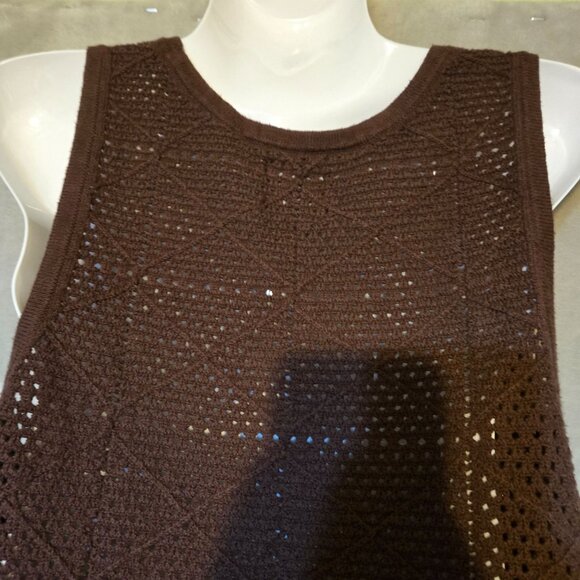 Abercrombie/Fitch Women's M Crocheted Knit Brown Top Y2K Capsule Timeless Style. - Picture 7 of 8